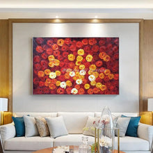 Carica l&#39;immagine nel visualizzatore della Galleria, Mintura Handpainted Red Roses Oil Paintings On Canvas, Modern Abstract Thick Flowers Wall Art,Picture For Living Room,Home Decor