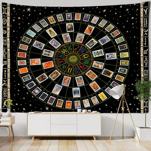 Tapiz de Tarot de Mandala para colgar en la pared, placa de estrella del zodiaco, sol y luna, brujería psicodélica, decoración Hippie para el hogar