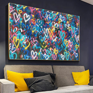 Graffiti Banksy de corazones de amor, cuadro sobre lienzo para pared, carteles e impresiones, cuadros abstractos de pared para decoración para sala de estar