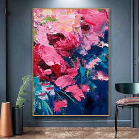 Hand Painted Canvas Oil Painting Cuadros Grandes Modern Abstract Salon Bar Home Bedroom Wall Art Decorationmural Handmade Flower