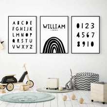 Carica l&#39;immagine nel visualizzatore della Galleria, Nome personalizzato del bambino Data di nascita Arcobaleno Nursery Wall Art Canvas Painting Poster Stampa immagini Regalo per la cameretta del bambino Home Decor