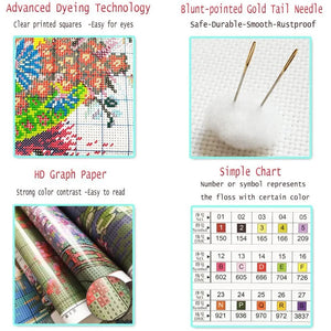 Flower Poppy Pre-Printed 11CT Cross Stitch Embroidery Patterns DMC Threads Needlework Handicraft Sewing Hobby Home   Needle