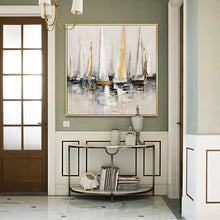 Carica l&#39;immagine nel visualizzatore della Galleria, Sea scenery sailing boats abstract painting for home wall decoration Hand drawn oil painting on canvas picture for living room