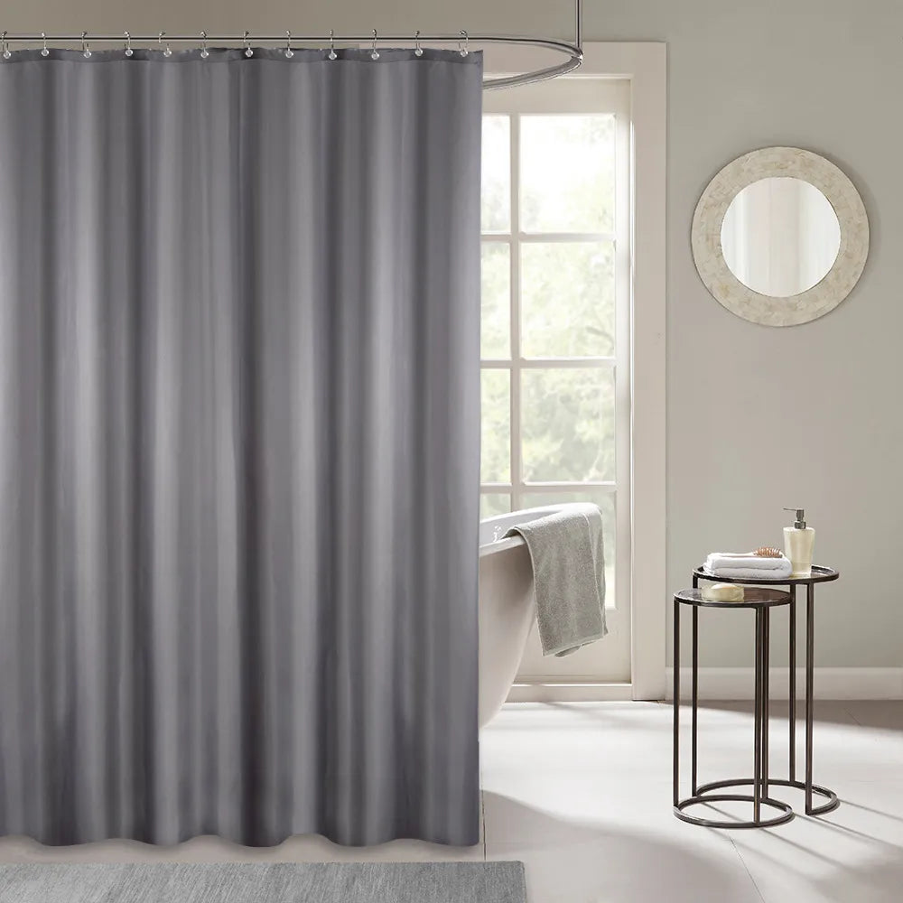 Wasserdichter Duschvorhang, reine Farbe, transparent, weiß, Badezimmervorhang, durchsichtig, mit Haken für Heimdekoration