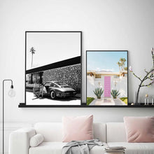 Carica l&#39;immagine nel visualizzatore della Galleria, Foglia di palma Porta rosa Stampe d&#39;arte Springs Poster Viaggio tropicale Wall Art Canvas Pittura Toni pastello Immagine Living Room Decor