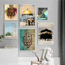 Laden Sie das Bild in den Galerie-Viewer, Islamische Moschee Schrift Heilige Stadt Jerusalem Wand Kunst Leinwand Malerei Nordic Poster Und Drucke Wand Bilder Für Wohnzimmer