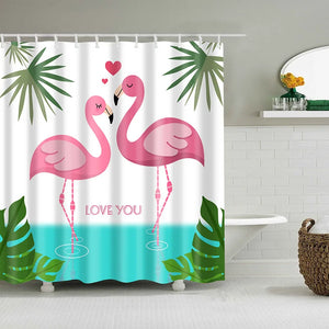 Nouveau rideau de douche coloré écologique flamant plante fleur motif rideau 100% Polyester fibre bain décor rideau de douche
