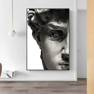 Sculpture de David en noir et blanc, peintures sur toile, affiches et imprimés muraux, Portrait, toile d'art mural, images de décor Cuadros