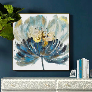 Large sizes Hand-painted abstract Oil Painting On Canvas acrylic blue flowers Wall art Picture For Living eating Room Home Decor