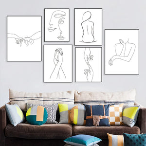 Nordic Minimalist  Figures Line Art Sexy Woman Body Nude Wall Canvas Paintings Drawing Posters Prints Decoration for Livingroom