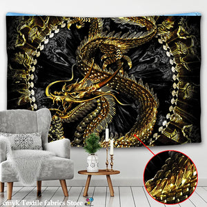 Red Loong Dragon Totem Tapestry Cartoon Castle Wall Hanging Room Carpet Bedspread Beach Mat Tapis Home Decor Tapestries Art