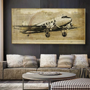 Póster Retro, pintura en lienzo de avión Vintage, decoración moderna para el hogar, impresiones de aviones, Imágenes artísticas de pared para sala de estar, sofá, Cuadros