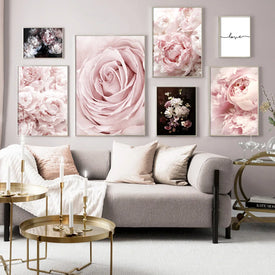 Wand Kunst Leinwand Malerei Rosa Blumen Rose Pfingstrose Minimalismus Zitate Nordic Poster Und Drucke Wand Bilder Für Wohnzimmer Dekor