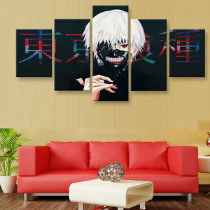 Lienzo de 5 piezas de Tokyo Ghoul Anime, cuadro sobre lienzo para pared, impresión HD, arte de pared para pintura para sala de estar, decoración del hogar