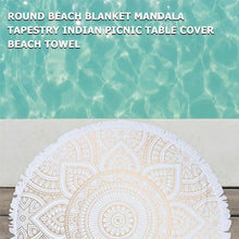 Carica l&#39;immagine nel visualizzatore della Galleria, Coperta da spiaggia rotonda Mandala Tapestry Copritavolo da picnic indiano Telo mare Nappa Panni da spiaggia Asciugamani da spiaggia per sfondo fotografico