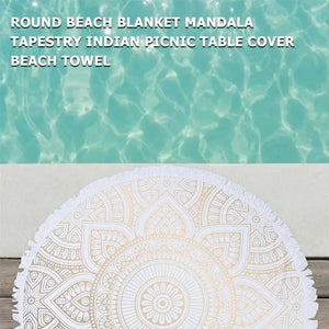 Coperta da spiaggia rotonda Mandala Tapestry Copritavolo da picnic indiano Telo mare Nappa Panni da spiaggia Asciugamani da spiaggia per sfondo fotografico