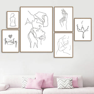 Figuras minimalistas nórdicas, arte lineal, cuerpo de mujer Sexy, pinturas en lienzo para pared desnuda, carteles de dibujo, impresiones, decoración para sala de estar