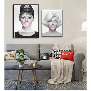Impresiones de imágenes de pared para decoración para sala de estar, carteles nórdicos de pintura sobre lienzo para pared Retro de burbujas para mujer y chica sexi