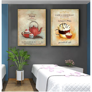 Home Decoration Kitchen Wall Pictures No Frame Nordic Poster Vintage Minimalist Coffee Dessert Canvas painting Abstract