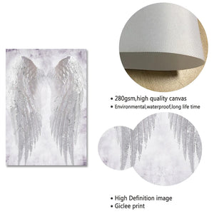 Modern White Angel Wings Feather Wall Art Stampe su tela Dipinti sulla parete Immagine per soggiorno Poster e stampe Senza cornice