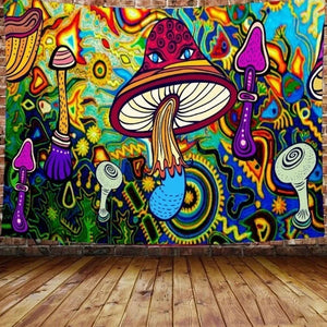 3d Print Mushroom Tapestry Illusory Art Tapestry Hippie Colorful Art Tapiz Wall Hanging Tapestries Household Bedside Decoration