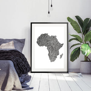 Mappa dell'Africa Poster e stampe Mappa delle dita Viaggio Wall Art Canvas Painting Immagini in bianco e nero grigio per la decorazione della casa del soggiorno