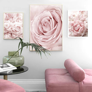 Wall Art Canvas Painting Pink Flowers Rose Peony Minimalism Quotes Nordic Posters And Prints Wall Pictures For Living Room Decor