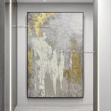 Carica l&#39;immagine nel visualizzatore della Galleria, L&#39;alta qualità dipinta a mano bianco grigio dorato immagine astratta moderna originale pittura a olio spessa disegno artistico su tela per la casa