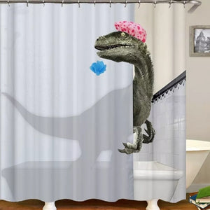Lovely Bathing Dinosaur Print Shower Curtain Waterproof Bathroom Curtain Bathroom Shower Accessories Decor Bath Curtain