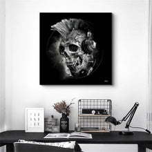 Carica l&#39;immagine nel visualizzatore della Galleria, Poster e stampe di arte moderna dei graffiti Pittura su tela di arte della parete Teschio astratto con immagini delle cuffie per l&#39;arredamento del soggiorno