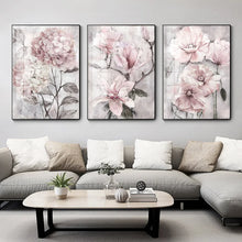 Load image into Gallery viewer, Flower Wall Art Canvas Painting Pink Floral Posters Print for Nordic Bathroom Living Room Home Wall Decor Pictures Farmhouse