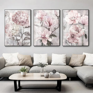 Cuadro sobre lienzo para pared de flores, carteles florales rosas impresos para baño nórdico, sala de estar, decoración de pared del hogar, imágenes de granja