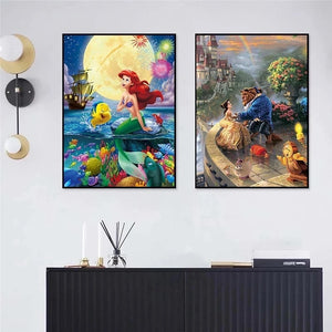 Disney Canvas Painting For Kids Cartoon Princess Pictures For Wall Decor  Tangled Rapunzel The Little Mermaid Posters and Prints