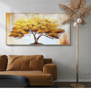 Big money tree picture for home wall decoration pure hand drawn acrylic oil painting on canvas poster for living room sofa decor