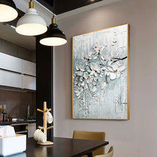 Load image into Gallery viewer, 3D Knife Abstract White Flower Oil Painting on Canvas, Hand Painted, Contemporary Flower Wall Art for Interior Living Room Decor