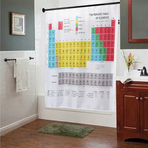 Cortina de ducha ponderada para baño, tela de poliéster a rayas con tabla periódica química de 1,8 m de largo, teoría del Big Bang, Sheldon, la misma cortina