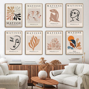 Cuadro sobre lienzo para pared carteles nórdicos e impresiones cuadros de pared para decoración para sala de estar Matisse abstracto Vintage mujer hoja de Coral