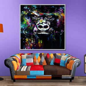 Pintura al óleo colorida de Animal, gato, vaca, mono, ciervo, perro, pintura decorativa para sala de estar, arte Pop, arte de pared, carteles e impresiones en lienzo
