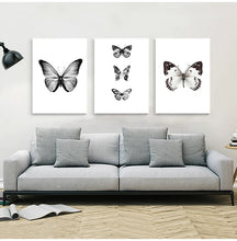 Load image into Gallery viewer, COLORFULBOY Wall Art Print Canvas Painting Black White Butterfly Nordic Poster Canvas Art Animal Wall Pictures For Living Room