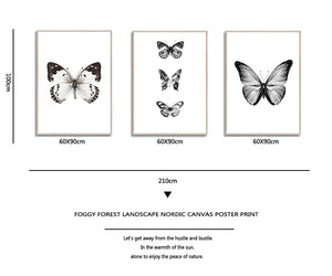 COLORFULBOY Wall Art Print Canvas Painting Black White Butterfly Nordic Poster Canvas Art Animal Wall Pictures For Living Room