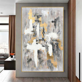 100%Hand-painted oil painting Modern abstract gold leaf art Nordic wall painting family living room wall decor painting Frameles