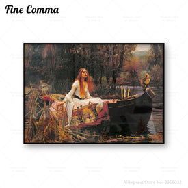 Poster di pittura vintage La signora di Shalott John William Waterhouse Dipinto arturiano Wall Art Canvas Print Picture Home Decor