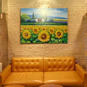 Mintura Hand-Painted Thick Sunflower Oil Painting On Canvas,Handmade Landscape Wall Art,Pictures For Living Room,Home Decoration