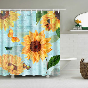 Cortina de ducha impermeable con estampado de hojas, cortina de baño de tela de poliéster, decoración geométrica para el baño del hogar, cortinas de ducha con 12 ganchos