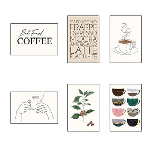 Абстрактная линия рисования кофе, постер, красочная чашка, скандинавский минималистский холст, картина, настенная живопись, печать, фотографии, декор для кухни, кафе