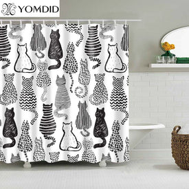 Занавеска для душа с принтом кота, занавеска для ванны с мультяшным животным, ванная комната для ванны, чехол для купания, занавеска для душа с 12 крючками
