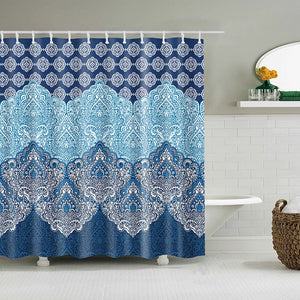 Tenda da doccia impermeabile Tenda da bagno stampata con fiori di mandala Tessuto in poliestere Tende geometriche per decorazioni per il bagno di casa con 12 ganci
