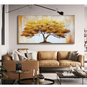 Big money tree picture for home wall decoration pure hand drawn acrylic oil painting on canvas poster for living room sofa decor