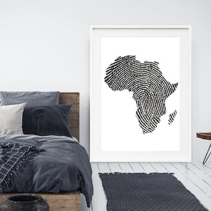 Mappa dell'Africa Poster e stampe Mappa delle dita Viaggio Wall Art Canvas Painting Immagini in bianco e nero grigio per la decorazione della casa del soggiorno