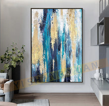 Laden Sie das Bild in den Galerie-Viewer, Hochzeitsdekoration Geschenk handgemachte abstrakte Malerei Hochwertige goldene Malerei Wandkunst Bilder für Wohnzimmer Wohnkultur